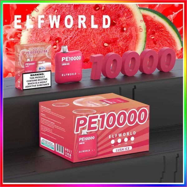 ELFWORLD PE10000 0/2/3/5% Sale di nicotina 18ML di bobina a rete e-liquid 10 gusti disponibili Batteria ricaricabile Carica di tipo C Batteria integrata da 500 mAh crazvapes