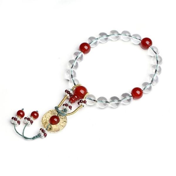 Fili di perline Dinastia Qing Bracciale stile stesso della regina Cristallo trasparente naturale 18 Diciotto perline Braccialetti di preghiera Donna Ac316H