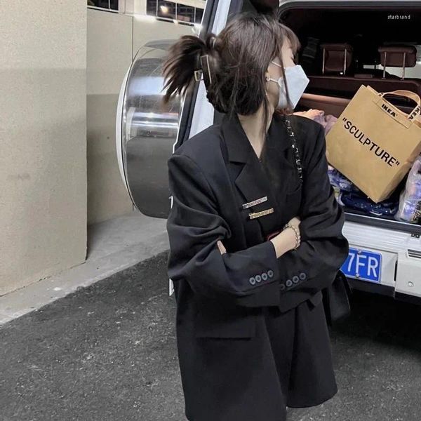 Costumes Femmes Insozkdg Blazers surdimensionnés Lâche Femmes Manteau Noir Blazer Femme Basic Classique Mode Minimaliste Streetwear Boyfriend Style