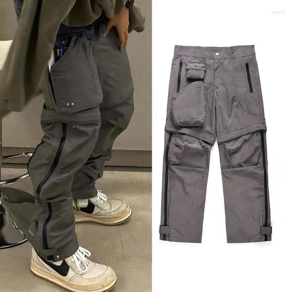 Calças masculinas calças táticas militares homens retalhos multifuncional bolso zip casual carga respirável preto masculino
