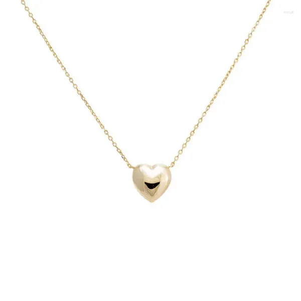 Halsband Großhandel Einfache Frauen Schmuck 14 MM Hochglanzpolierte Einfache Herzförmige Anhänger Halskette Weihnachten Valentinstag Geschenk
