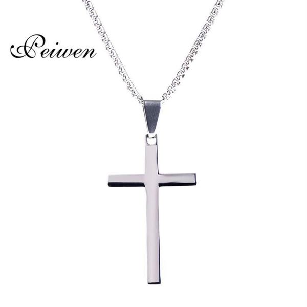 Anhänger Halsketten Jesus Kreuz Halskette für Männer Frauen Edelstahl Box Ketten Christian Kruzifix Silber Farbe Glück Gebet Jewel302g