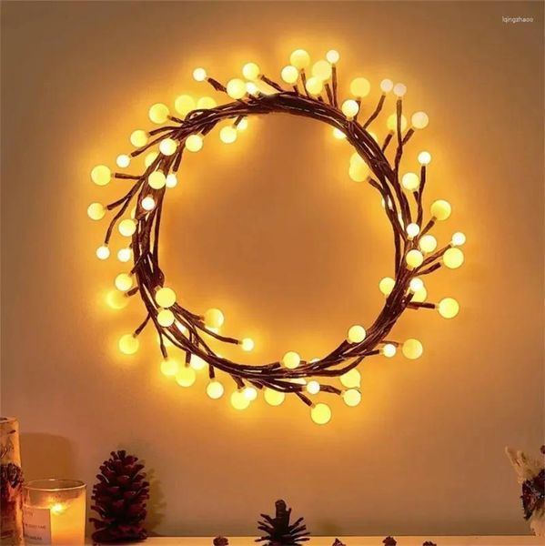 Cordas Ao Ar Livre LED Videira Luz Natal Estrelado Bola Fada String Dobrável Árvore de Ramo para Quarto Parede Lareira Janela