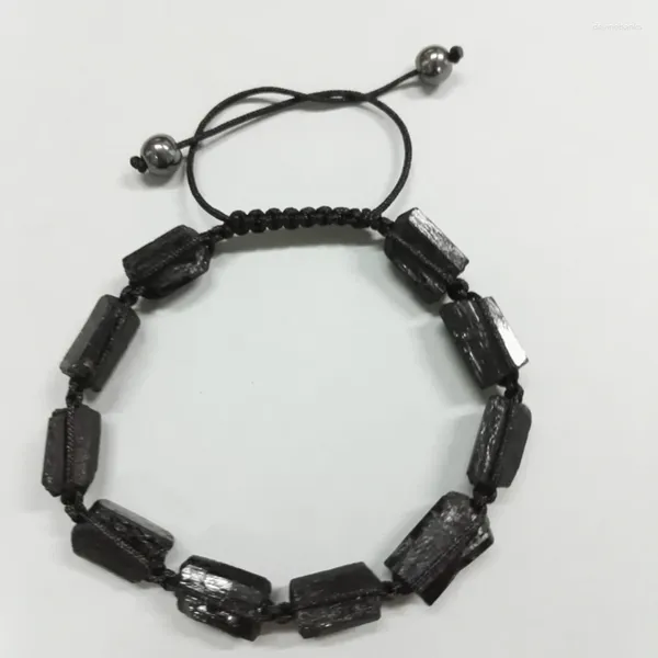 Filo 6mm Ematite Giallo Occhio di tigre Pietra Natutal Grezza Grezza Tormalina nera Perline Regolabile Macrame Braccialetti energetici unisex Regalo