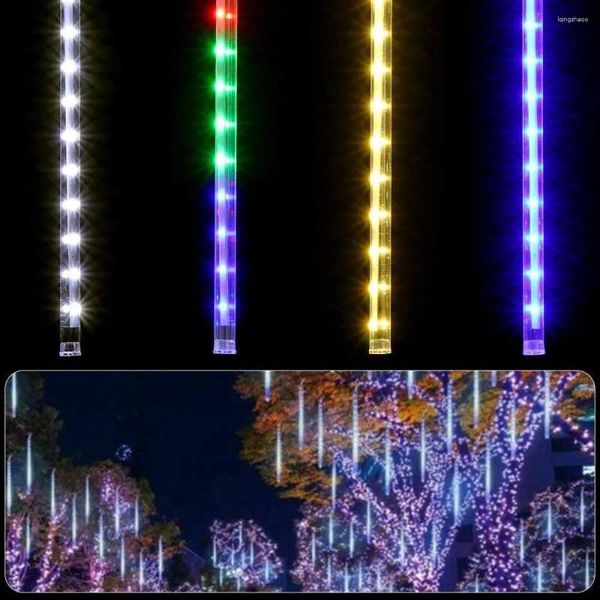 Cordas Luzes de gota de chuva LED Chuva de meteoros 30cm Sincelo Neve caindo Natal Decoração de árvore de Natal