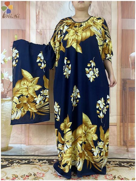 Plus-Size-Kleider, die kurzärmelige afrikanische muslimische Dashiki Ababy-bedruckte Baumwolle verkaufen. Locker sitzendes Kleid für Damen, Sommer, Maxi-Freizeitkleid 231018