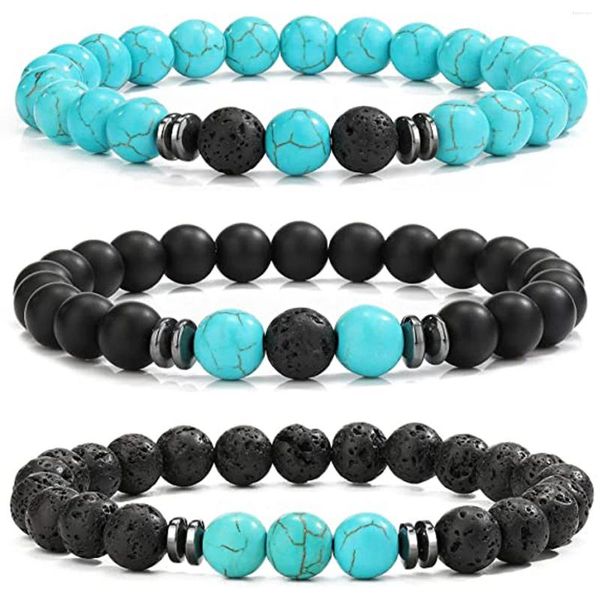 Charme Pulseiras 15 pcs Matte Black Lava Pedra Kallaite Cura Balance Beads Reiki Buda Oração Yoga Pulseira Para Mulheres