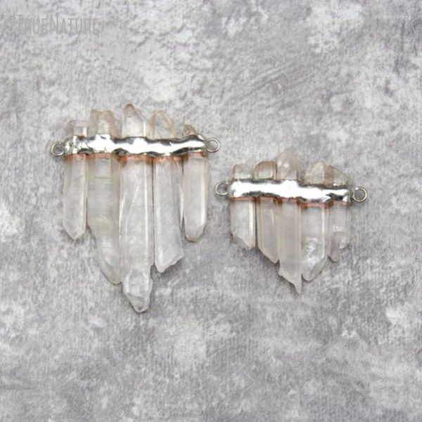 Anhänger Halsketten 10 Stück Großhandel handgefertigter Schmuck gelötet abgestufte freie Form Kupfer Zinn klarer Kristall PM27370