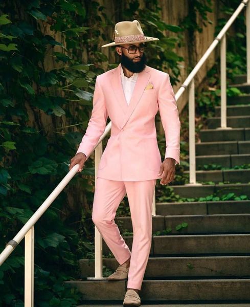 Erkekler Suit Jeltoin Moda Tasarımı Sıradan Pembe Erkek Düğün Takım Çifte Göğüslü İnce Fit Prom Partisi Smokin Damat Giyim Adam Blazer