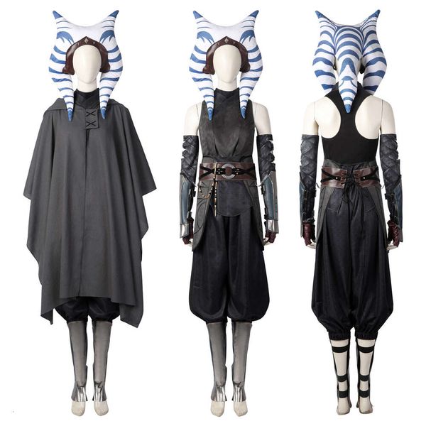 Cosplay Cosplay Ahsoka Tano Costume Cosplay TV S2 Fantasy Donna Halloween Carnevale Abiti Donna Gioco di ruolo Abbigliamento Ahsoka Top Pantaloni Mantello Completo