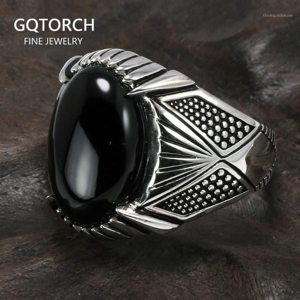 Гарантированные кольца из стерлингового серебра 925 пробы, старинное турецкое кольцо для мужчин, черное кольцо с камнем из натурального оникса, турецкое мужское ювелирное изделие1348B