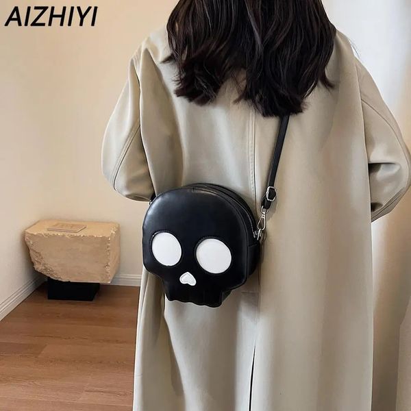 Sacos de noite Halloween Ghost Bag Gótico Ombro Mulheres Novidade Devil Skull Engraçado PU Couro Tote Crossbody Bolsas Bolsa 231017