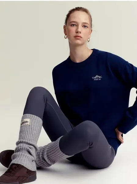 Kadın Sweaters Mavi Renk Örgü Moda Külot Kazak Tam Kollu Gevşek Büyük Boy Lady Jumpers Büyük Boyut Kız Giyim