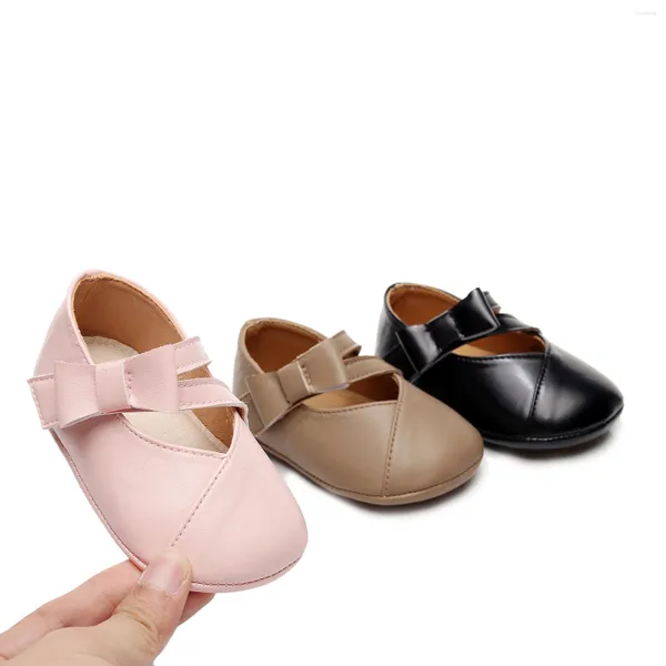 Primeiros caminhantes bebê meninas mary jane sapatos cor sólida bowknot princesa apartamentos casuais andando para nascido infantil criança