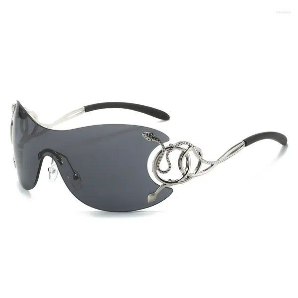 Occhiali da sole Occhiali da sole oversize con montatura grande Occhiali da sole da donna firmati in plastica Occhiali da sole sfumati femminili Gafas De Sol Mujer Spirit Snake Divertenti