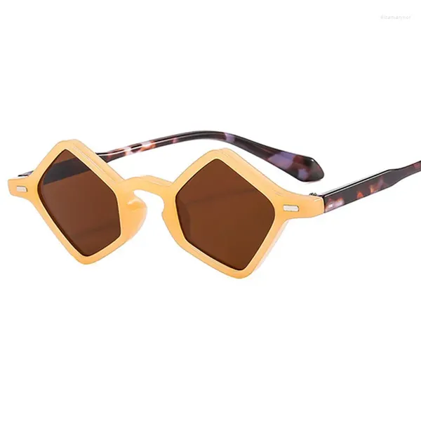 Óculos de sol Yooske vintage polígono quadrado homens mulheres personalidade engraçado geométrico irregular y2k retro punk óculos de sol uv400