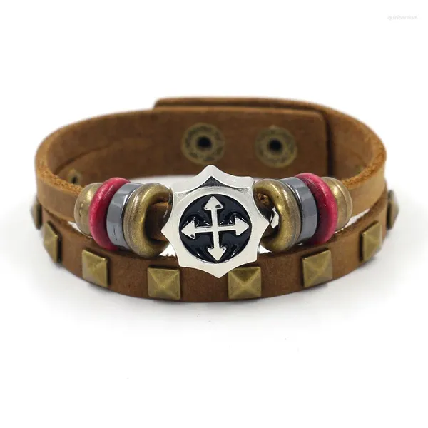 Charm-Armbänder 2023 Vintage-Hip-Hop-Stil Herren-Armband, Rindsleder-Legierung, verziert, Statement-Nieten, Weihnachtsgeschenk, tägliches Tragen, Jahrestag