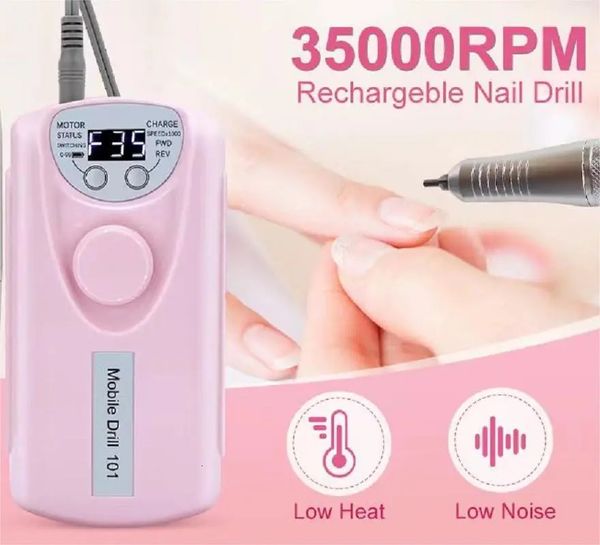 Set manicure per unghie Trapano elettrico portatile 35000 giri/min Lima professionale ricaricabile Rimuovi smalto gel 231017