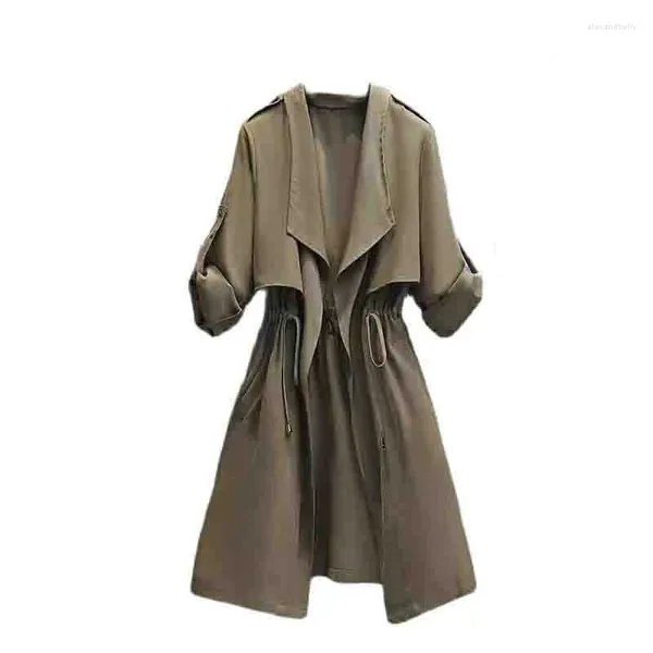 Trench da donna Giacca da donna Autunno 2023 Moda Chubby Sorella minore che indossa Fried Street Giacca a vento medio lunga da donna