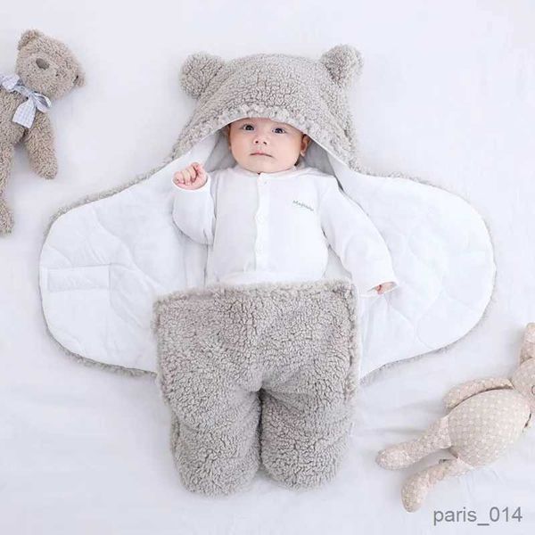 Decken Niedliche Neugeborene Baby-Jungen-Mädchen-Decken Plüsch-Wickeltuch Ultraweicher Fleece-Schlafsack Baumwolle Weiche Bettwäsche Babysachen R231018