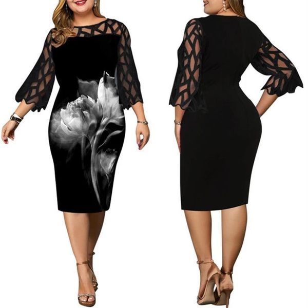 Vintage primavera verão elegante vestido feminino casual trabalho wear escritório bodycon formal festa de casamento noiva noivo mãe vestidos grande size268k