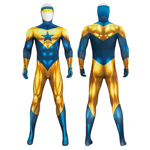 CosplayGold Star Michael Cosplay Costume Macacão Chapelaria Óculos Outfit Superhero Bodysuit Booster Trajes de Halloween Homem Zentai SuitCosplayCosplay