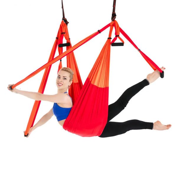 Widerstandsbänder, 6 Griffe, Luft-Yoga-Hängematte, fliegende Schaukel, Anti-Schwerkraft, Pilates, Inversionsübungen, Gerät, Heim-Fitnessstudio, Hängegürtel, 20 Farben, 231017