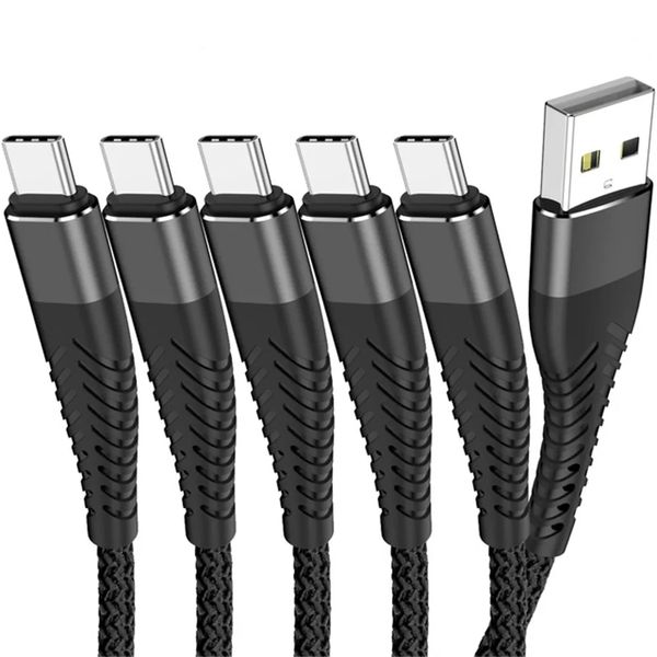 Кабели для быстрой зарядки 3A, 1 м, 3 фута, плетеный USB-кабель из сплава Micro Type C для Samsung S8 S20 S10 S21LG Xiaomi Pixel