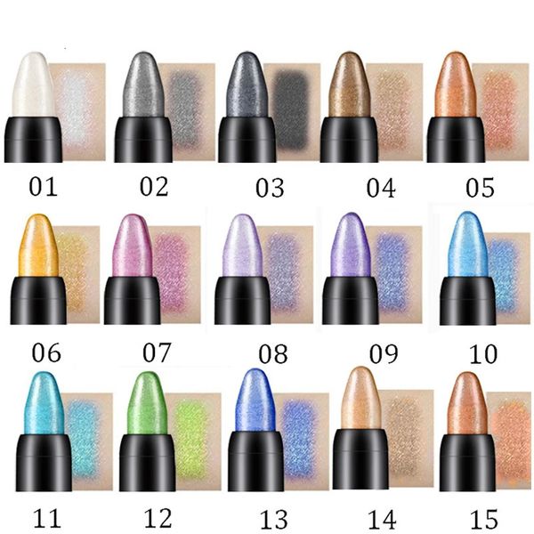 Sombra de olho 15 cores perolado sombra lápis delineador à prova d 'água brilho fosco nude maquiagem pigmento caneta 231017