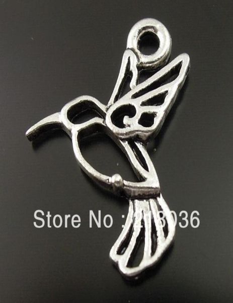 100 pz argento antico colibrì uccello mosca pendenti di fascini per gioielli che fanno risultati braccialetti europei artigianato fatti a mano accessor2640434