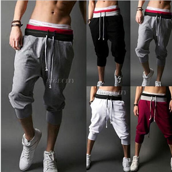 Estilo de verão masculino harem esporte atlético baggy ginásio jogger shorts algodão mistura shorts tamanho S-XXL268f