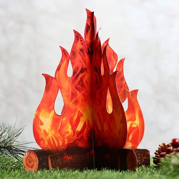 Outros suprimentos para festas de eventos Natal Artificial Fire Decor Creative Modeling Cardboard Campfire 3D Ornaments Festival Atmosfera para acampamento ao ar livre 231017