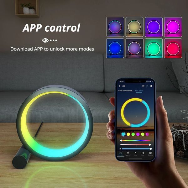 Dekorative Objekte Figuren Intelligentes LED-Nachtlicht RGB-Desktop-Atmosphäre Schreibtischlampe Bluetooth APP-Steuerung Geeignet für Spielzimmer Schlafzimmer Nachttischdekoration 231017