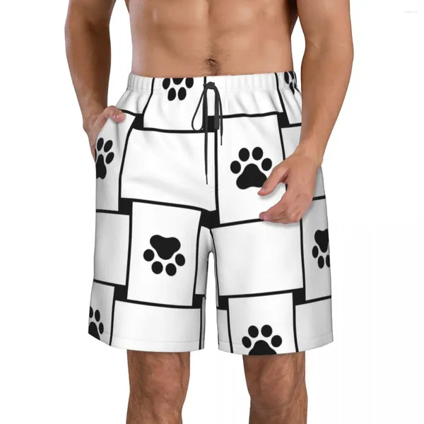 Shorts Masculinos Cachorro Tricô Xadrez 3D Impressão Verão Praia Havaiano Lazer Estilo Cordão Casa