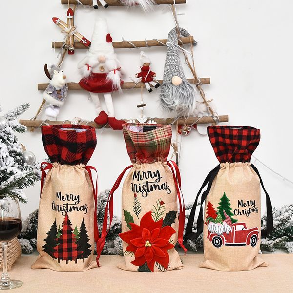 Set di vino per decorazioni natalizie Nuovo set di bottiglie di vino per la decorazione della casa per anziani creativi Forniture per la decorazione dell'atmosfera familiare delle vacanze