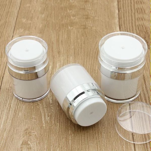 15 30 50g Flacone airless acrilico bianco perla Rotondo Vaso per crema cosmetica Pompa Bottiglie per imballaggio cosmetico Houfi Kjeis