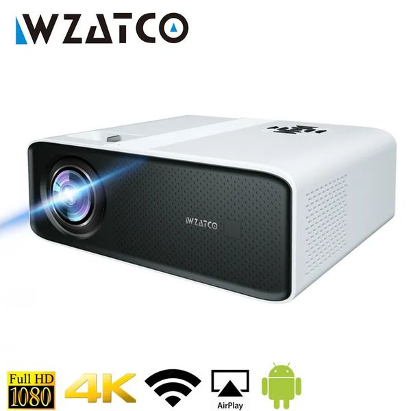 WZATCO C5A Full HD встроенный светодиодный проектор 1080P 2K 4K 5G WIFI Android 90 проектор для смартфона 3D домашний видеотеатр 6D Keystone 231018