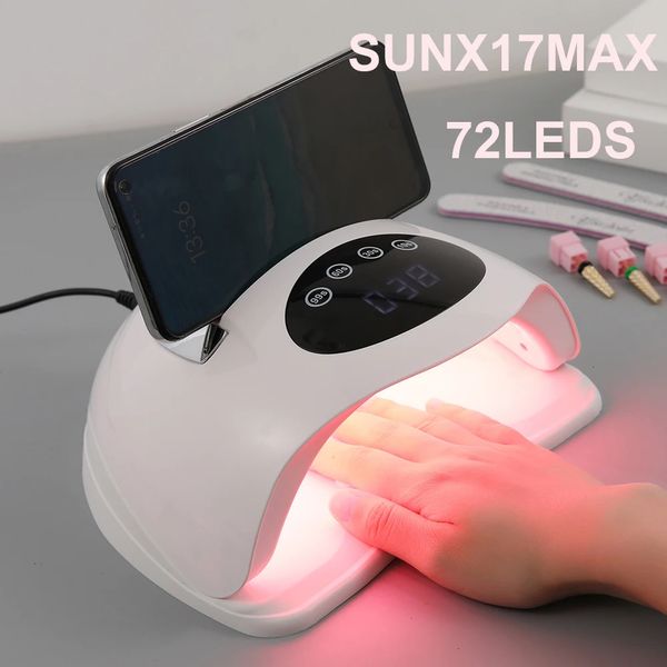 Essiccatori per unghie SUN X17MAX Asciugatrice Macchina 72 LED Lampada LED UV per unghie Gel per polimerizzare manicure 10306099s Display LCD timer 231017