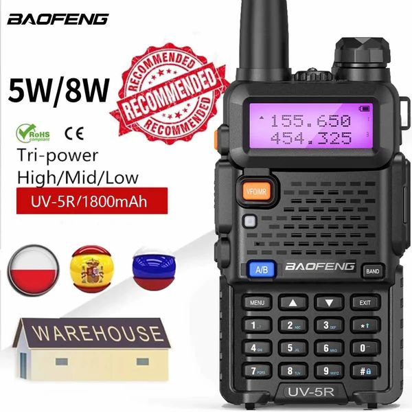 Рация Baofeng UV-5R 8 Вт True High Power 85 Вт Мощная рация дальнего действия 16 км Двухдиапазонная двусторонняя радиосвязь CB Портативный UV5R Охота 231018