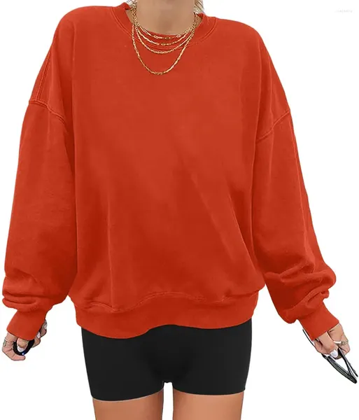 Damen-Kapuzenpullover, übergroßes Sweatshirt mit Rundhalsausschnitt, niedlich, langärmelig, lässig, lockere Passform, Boyfriend-Pullover