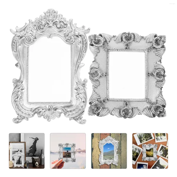 Quadros 2 PCS Mini PO Quadro Adereços Decoração Vintage Família Kit Decorativo Barroco Bulk Display Resina Ornamento Gótico