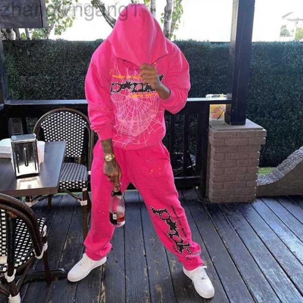 Tasarımcı Pullover Pink SP5der Young Thug 555555 Hoodies Kıdemli Klasik Eğlence Çok Molor Sonbahar Kış Erkekleri Yüksek Kalite Ayakkabı Baskı Örümcek Web Ceket