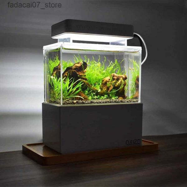Aquários mini plástico lâmpada do tanque de peixes desktop aquário tanque de peixes com filtro de água bomba de ar silenciosa mini aquário yq231018