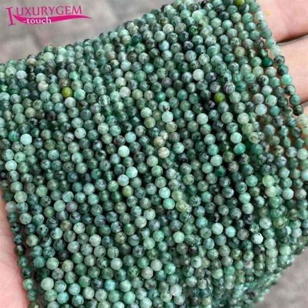 Pedra de esmeraldas naturais de alta qualidade 2 5 3 4mm facetada redonda solta espaçador contas diy pulseira colar acessório de joias 38cm b1402862