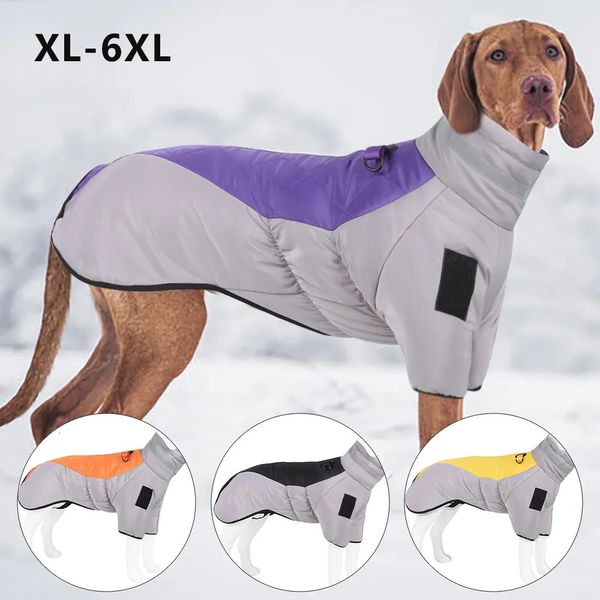 Abbigliamento per cani Inverno Grandi vestiti Impermeabile Grande giacca Gilet con collo alto Cappotto caldo per animali domestici Abbigliamento per Bulldog francese Levriero 231017