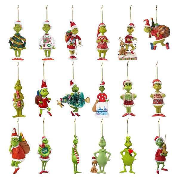 Atacado natal verde elfo boneca com chapéu vermelho cabelo verde monstro natal feliz natal árvore pingente boneca decoração de casa feliz ano novo presentes 1018