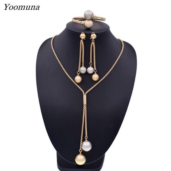 Nuovo set di gioielli di alta moda Dubai rosa argento colore oro matrimonio nigeriano perline africane set di gioielli parure bijoux femme296g