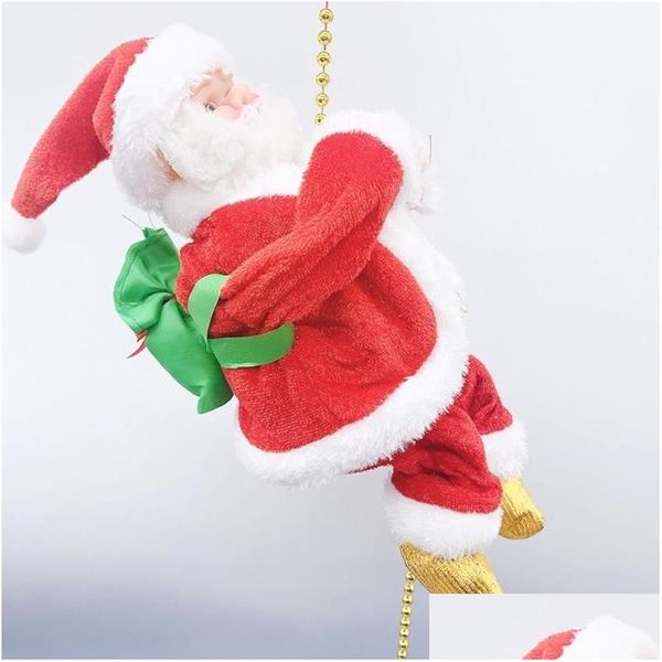 Decorações de Natal Escada de Escalada Elétrica Papai Noel Estatueta Ornamento Suba as Contas e Desça Repetidamente Crianças Brinquedo Presente Dhyia