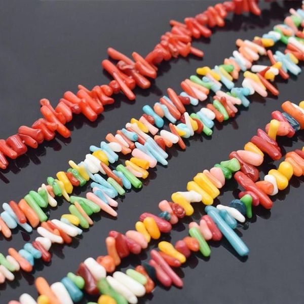 Outras cores misturadas forma de vara irregular vermelho coral contas espaçador de pedra natural para fazer jóias diy pulseira colar221g