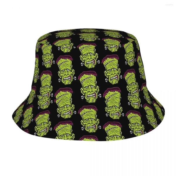 Berets Clássico Filme Monstro Frankenstein Bucket Hat para Homens Mulheres Floppy Hip Hop Férias Pesca Pescador Headwear